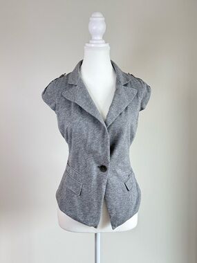 BCBGMAXAZRIA Grey Short Sleeve Blazer Size L